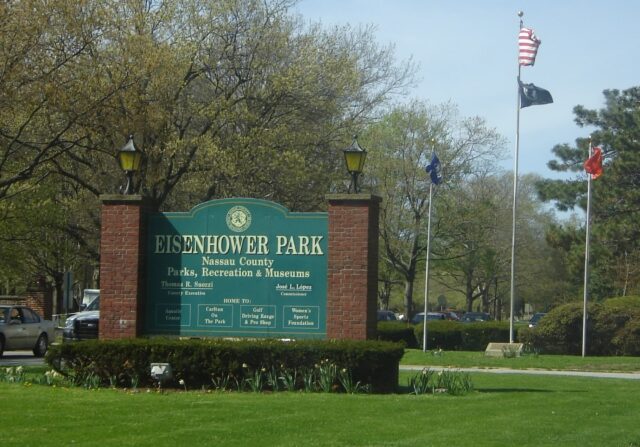 Main entrance Eisenhower Park, East Meadow, New York.