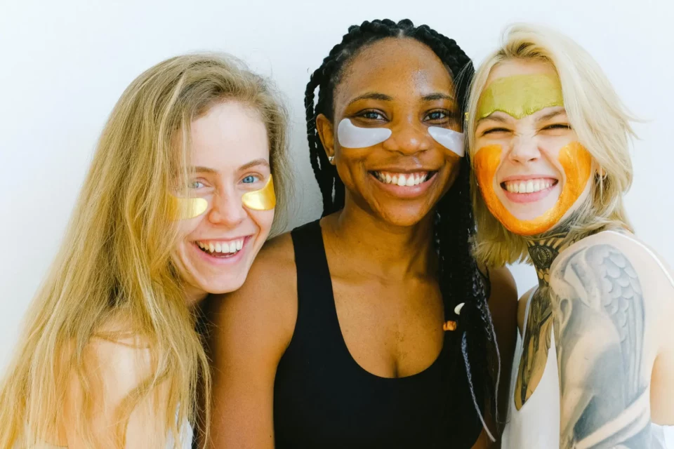 three women smiling spa